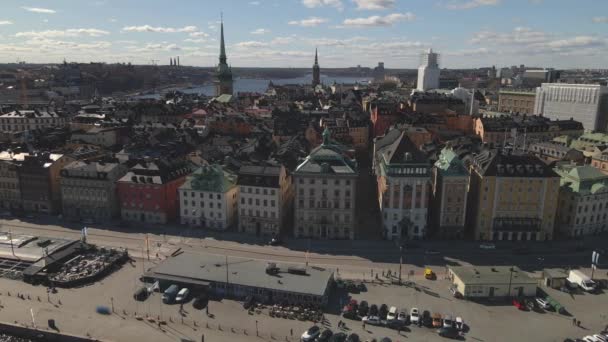 Gamla Stan Stockholm Sverige Drone — Stockvideo