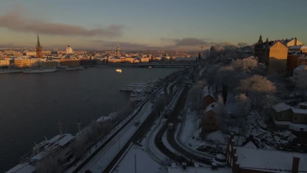 Zima Sztokholmie Szwecja Przez Drone — Wideo stockowe