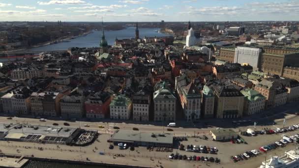 瑞典斯德哥尔摩的Gamla Stan Drone — 图库视频影像