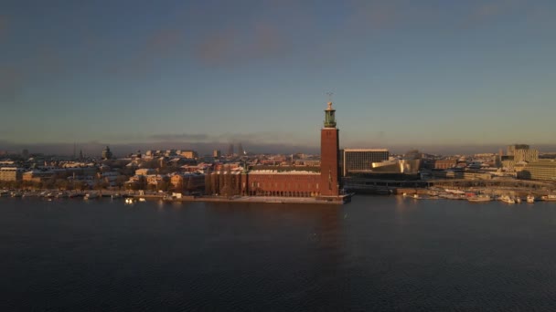 Государственный Дом Стокгольме Швеция Помощью Дрона — стоковое видео