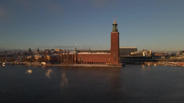Государственный Дом Стокгольме Швеция Помощью Дрона — стоковое видео