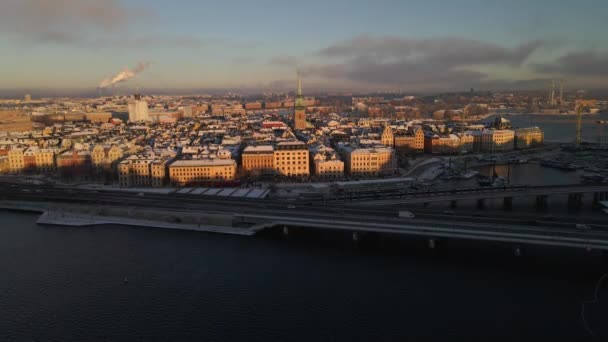 Gamla Stan Estocolmo Suecia Por Drone — Vídeos de Stock