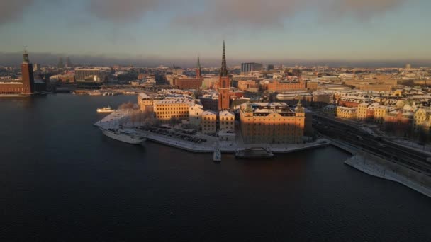 Gamla Stan Stockholm Sweden Drone — Stock video