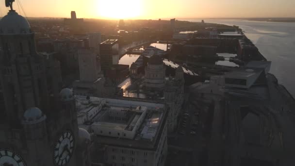 Liverpool England Drohne — Stockvideo