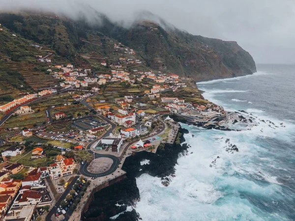 stock image Drone view of Porto Moniz in Madeira, Portugal