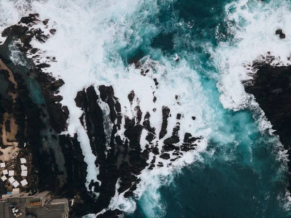 Pohled Vlny Porto Moniz Madeiře Portugalsko — Stock fotografie