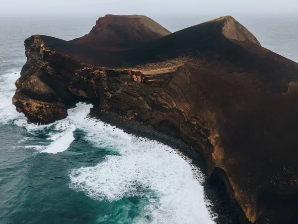 Drone Uitzicht Landschap Bij Capelinhos Faial Azoren — Stockfoto