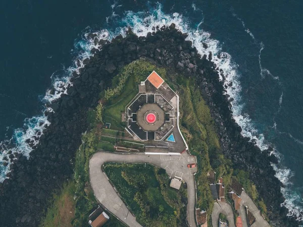 Vista Drone Farol Arnel São Miguel Açores — Fotografia de Stock