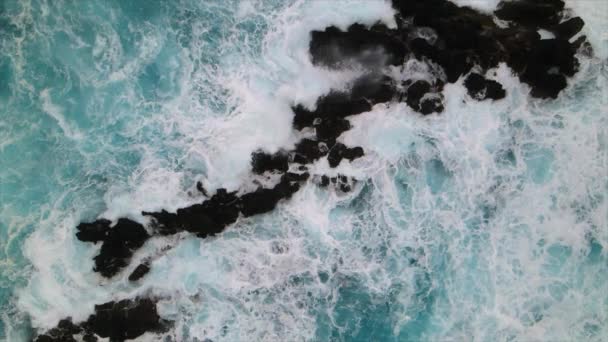 Vlny Ponto Moniz Madeiře Portugalsko Drone — Stock video