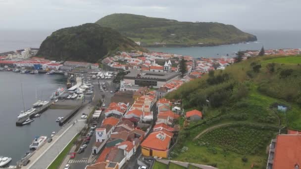 Drone Vista Horta Faial Las Azores — Vídeo de stock
