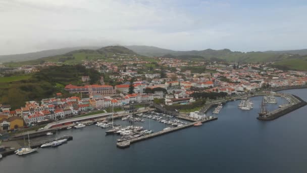 Drohnen Ansicht Von Horta Auf Faial Den Azoren — Stockvideo