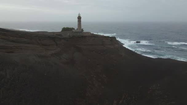 Leuchtturm Von Capelinhos Faial Auf Den Azoren — Stockvideo
