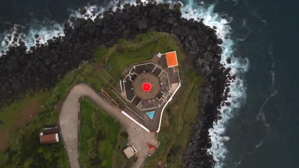 Farol Arnel Sao Miguel Azores Drone — Stock Video