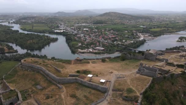 Castillo Shkoder Albania Por Drone — Vídeos de Stock