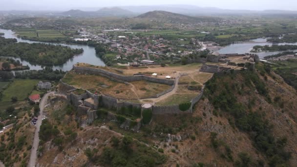 Istana Shkoder Albania Oleh Drone — Stok Video