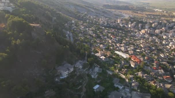 Gjirokastra Albania Oleh Drone — Stok Video