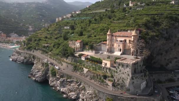 Minori Coastline Ακτή Αμάλφι Ιταλία Από Drone — Αρχείο Βίντεο
