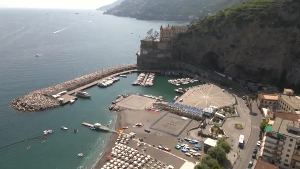 Minori Coastline Costa Amalfitana Itália Por Drone — Vídeo de Stock