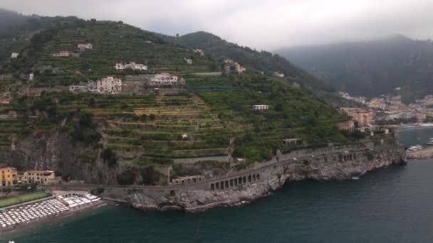 Minori Costa Amalfitana Itália Por Drone — Vídeo de Stock