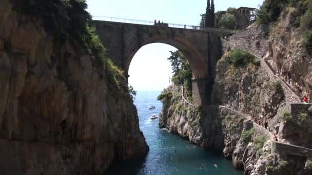 Fiordo Furore Costa Amalfitana Italia Por Drone — Vídeo de stock