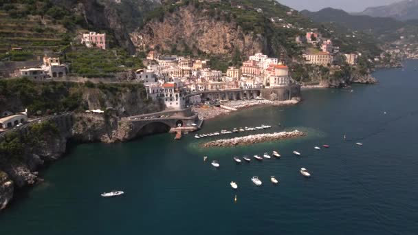 Atrani Costa Amalfitana Itália Por Drone — Vídeo de Stock