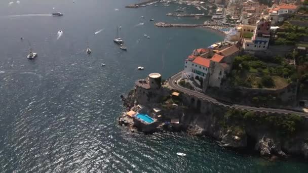 Atrani Para Amalfi Flight Itália Por Drone — Vídeo de Stock