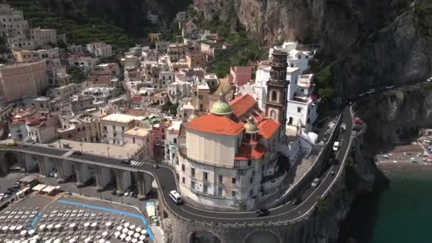 Atrani Costa Amalfitana Italia Por Drone — Vídeos de Stock