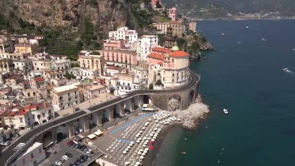 Atrani Costa Amalfitana Italia Por Drone — Vídeo de stock