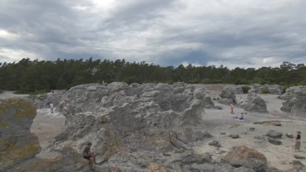 Folhammar Raukfield Gotland Zweden Door Drone — Stockvideo