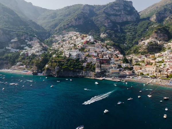 Positano Costa Amalfi Italia Por Drone —  Fotos de Stock