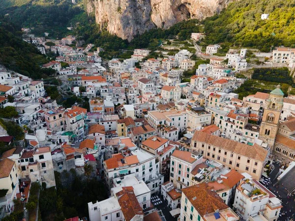 Vues Amalfi Sur Côte Amalfitaine Italie Par Drone — Photo
