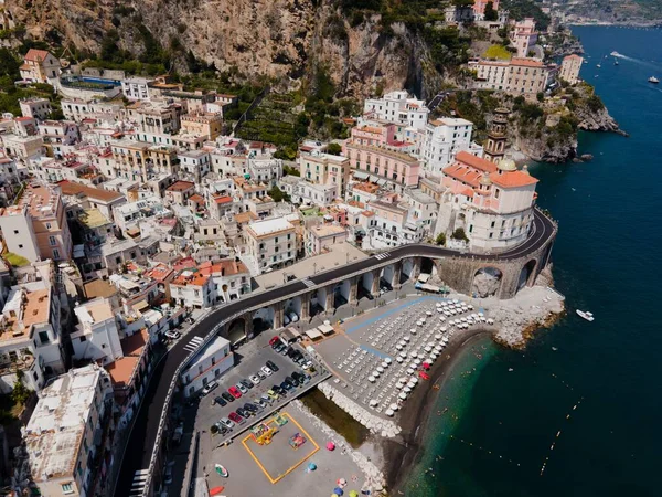 Vistas Desde Atrani Costa Amalfi Italia Por Drone — Foto de Stock