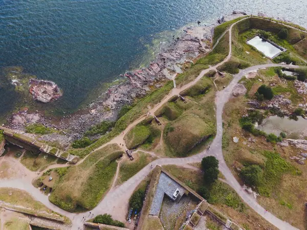 Suomenlinna Star Fort Helsinki Finlândia Por Drone — Fotografia de Stock