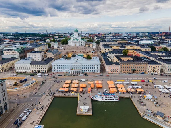 Catedral Helsinki Finlandia Por Drone —  Fotos de Stock