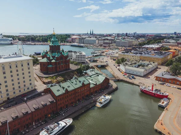 Uspenskis Domkyrka Helsingfors Finland Drone — Stockfoto