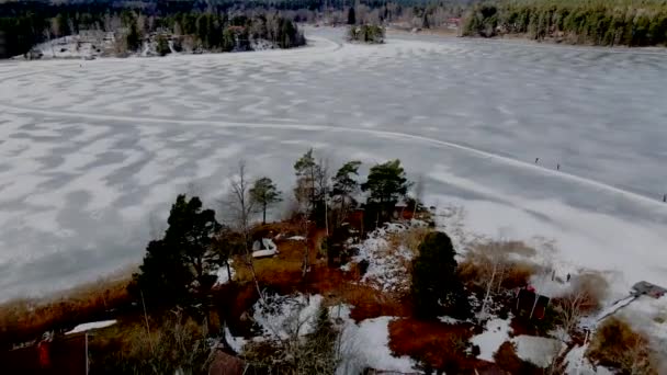 Winter Ice Skating Στη Σουηδία Από Την Drone — Αρχείο Βίντεο