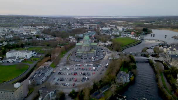 Kathedrale Von Galway Galway Irland Drohne — Stockvideo