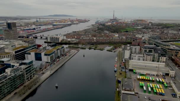 Доки Дубліні Ірландія Від Drone — стокове відео