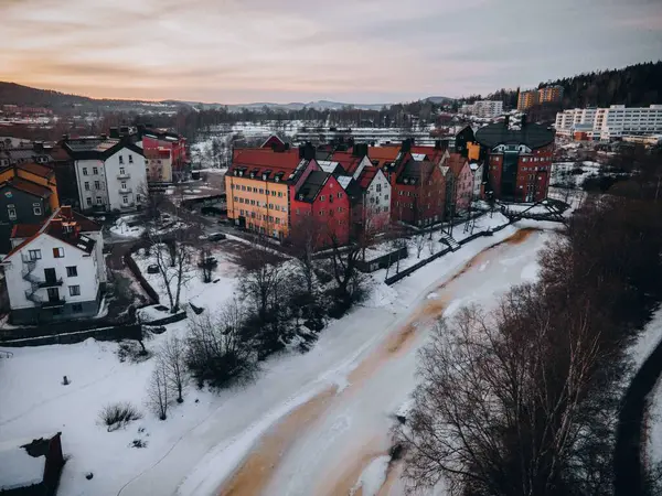 スウェーデン ドローンによるSunsvallの景色 ストック写真