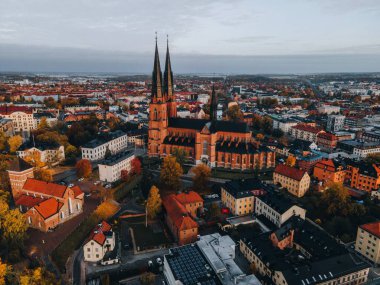 İsveç Uppsala Katedrali 'nin hava manzarası