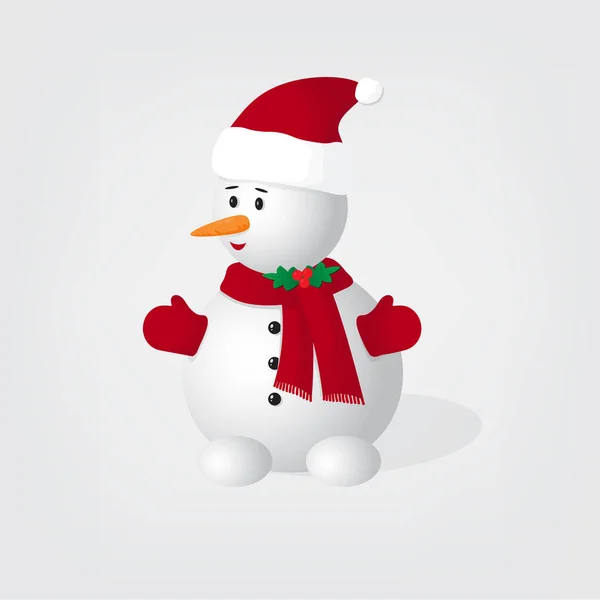 Χιονάνθρωπος Κόκκινο Καπέλο Και Χριστουγεννιάτικα Γάντια — Διανυσματικό Αρχείο