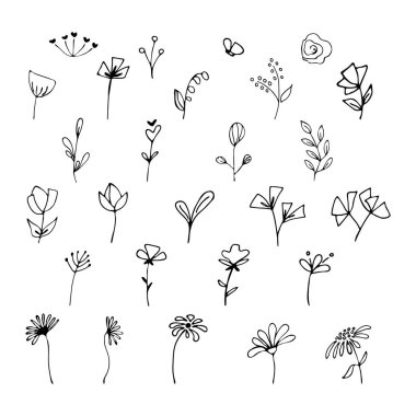 Çiçek el yapımı karalamalar. 