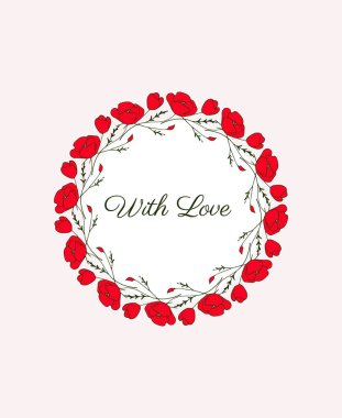 Circular frame design for Valentine's Day, Woman's Day  weddings, birthday invitation 