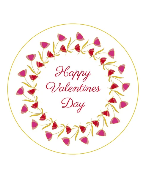 Valentine's day card with circular floral frame with text