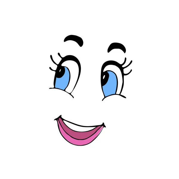 Handgezeichnetes Gesicht Mund Nase Augen Zeichentrickstil Für Tier Für Kind — Stockvektor