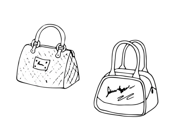 Hand Drawn Bags Isolated White Background Vector Illustration — Stockvektor
