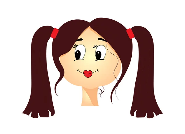 Cartoon Style Cute Girl Face Vector Illustration — 스톡 벡터