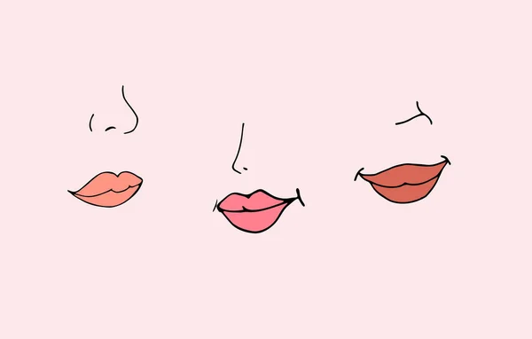 Fashion Patch Set Lips Vector Illustration Isolated Light Background — Archivo Imágenes Vectoriales