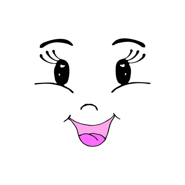 Hand Drawn Cartoon Face Eyes Nose Mouth Your Design — ストックベクタ