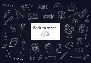 Mavi arkaplana karalamalar, vektör illüstrasyonu